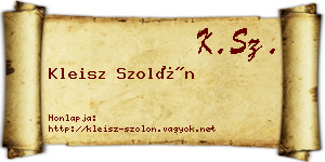 Kleisz Szolón névjegykártya